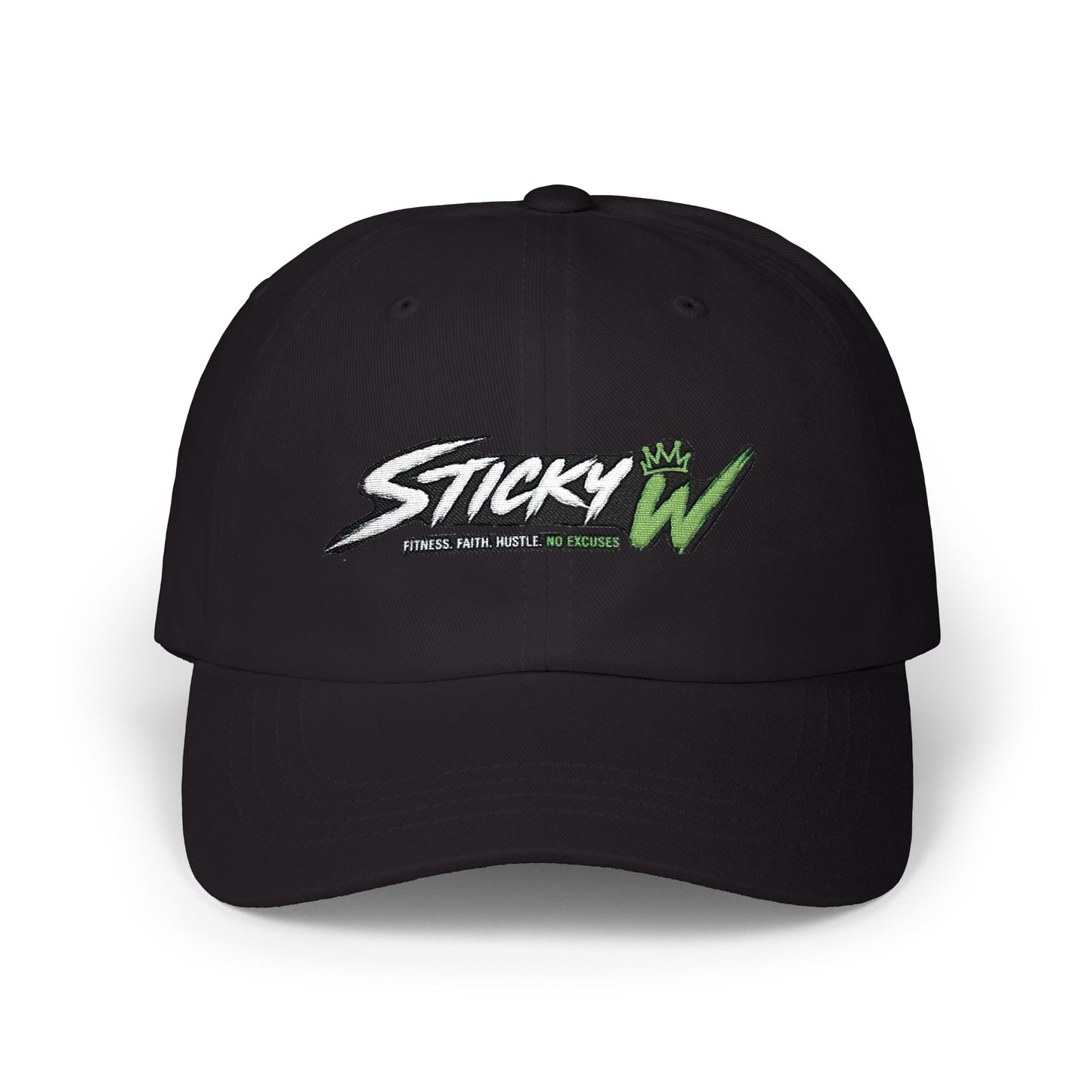 Sticky W Logo Embroidered White Baseball Hat UNISEX