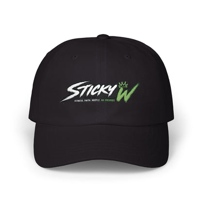 Sticky W Logo Embroidered White Baseball Hat UNISEX