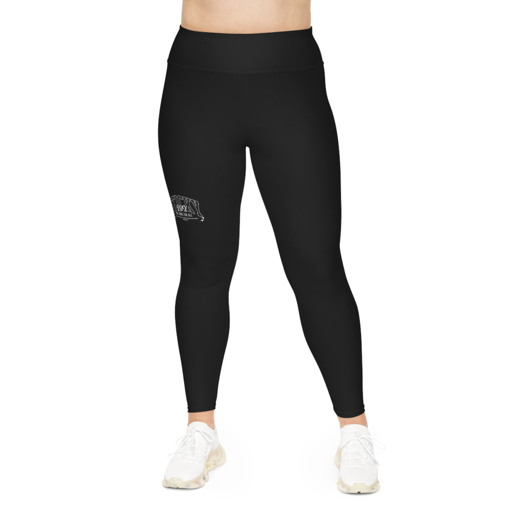 Plus Size Black Leggings — High-Waist All-Over Print Comfortable Activewear