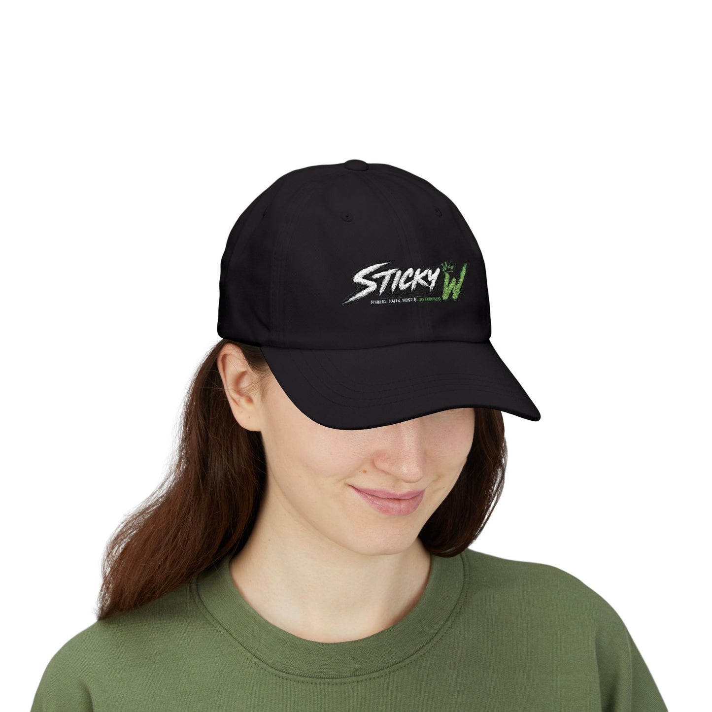 Sticky W Logo Embroidered White Baseball Hat UNISEX