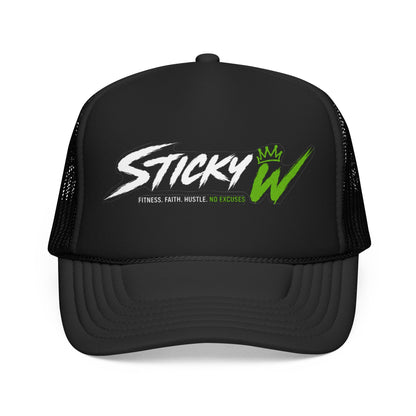 Sticky W Foam Trucker Hat — Athletic Logo Mesh Cap