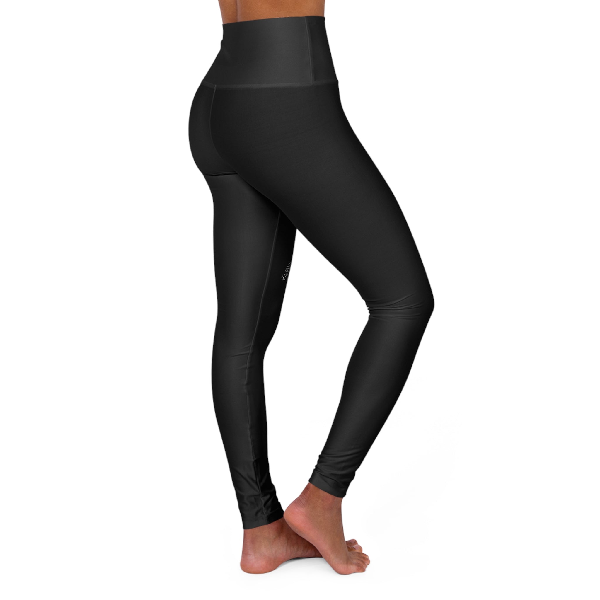 High-Waist Yoga Leggings — Sleek Black AOP Activewear