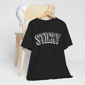 Sticky Graphic Tee — Retro Arch Lettering Short Sleeve Shirt