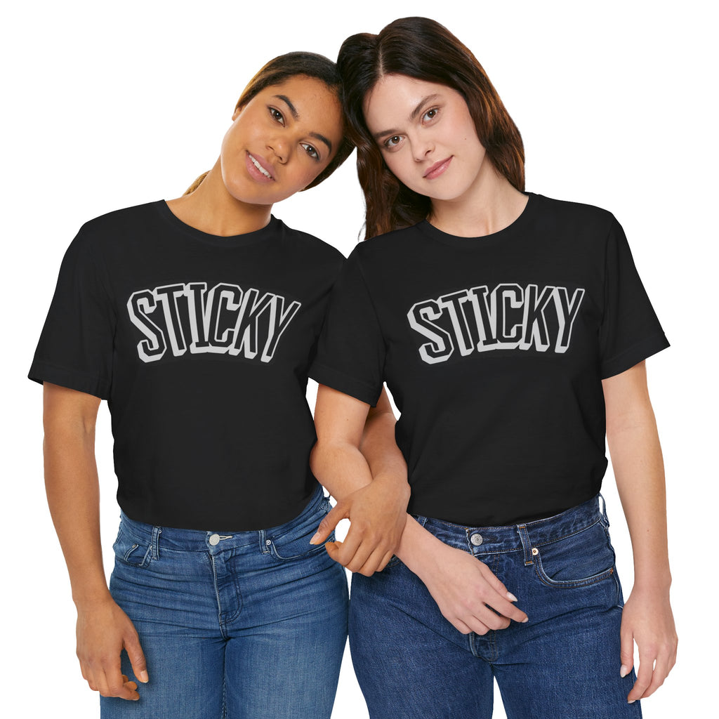 Sticky Graphic Tee — Retro Arch Lettering Short Sleeve Shirt