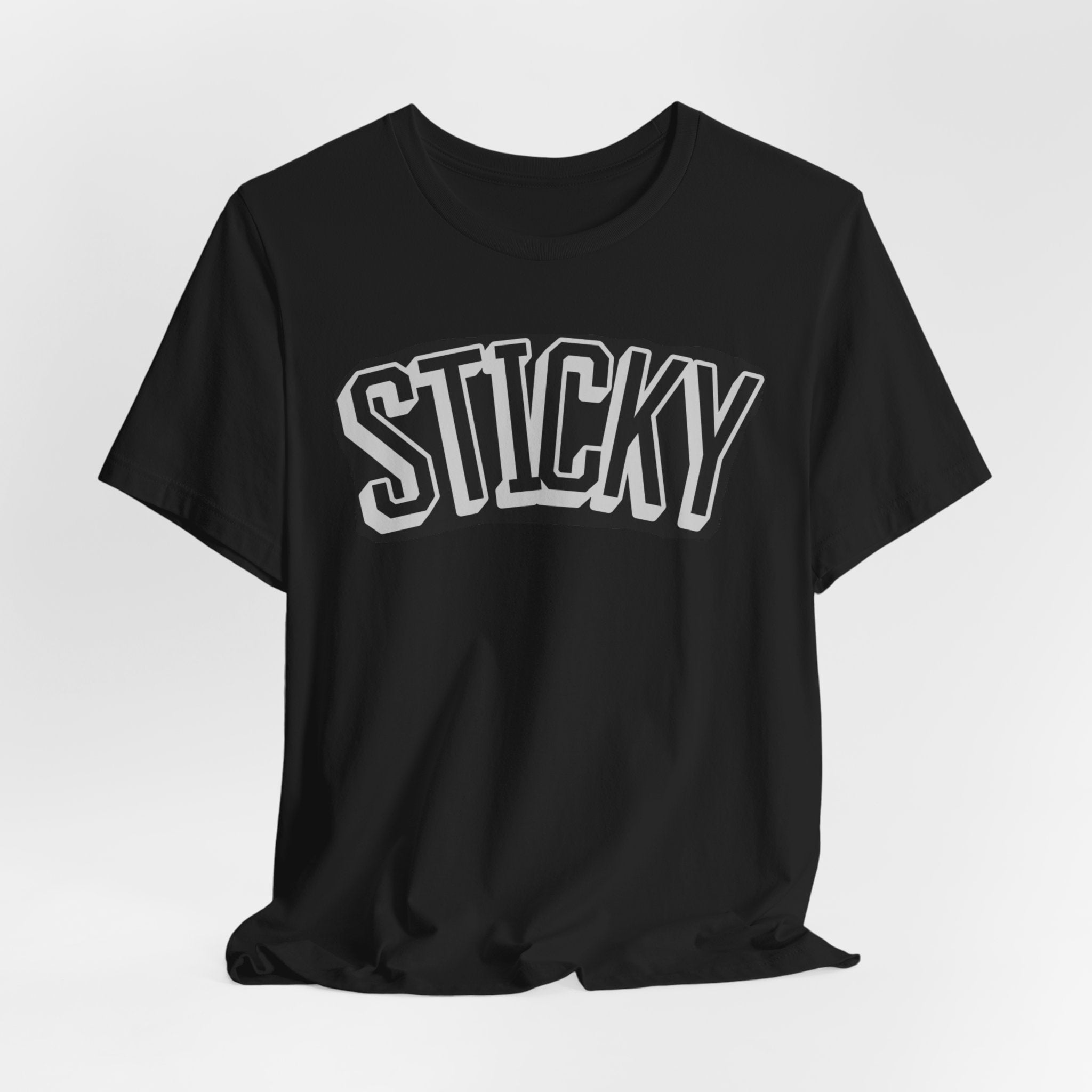 Sticky Graphic Tee — Retro Arch Lettering Short Sleeve Shirt