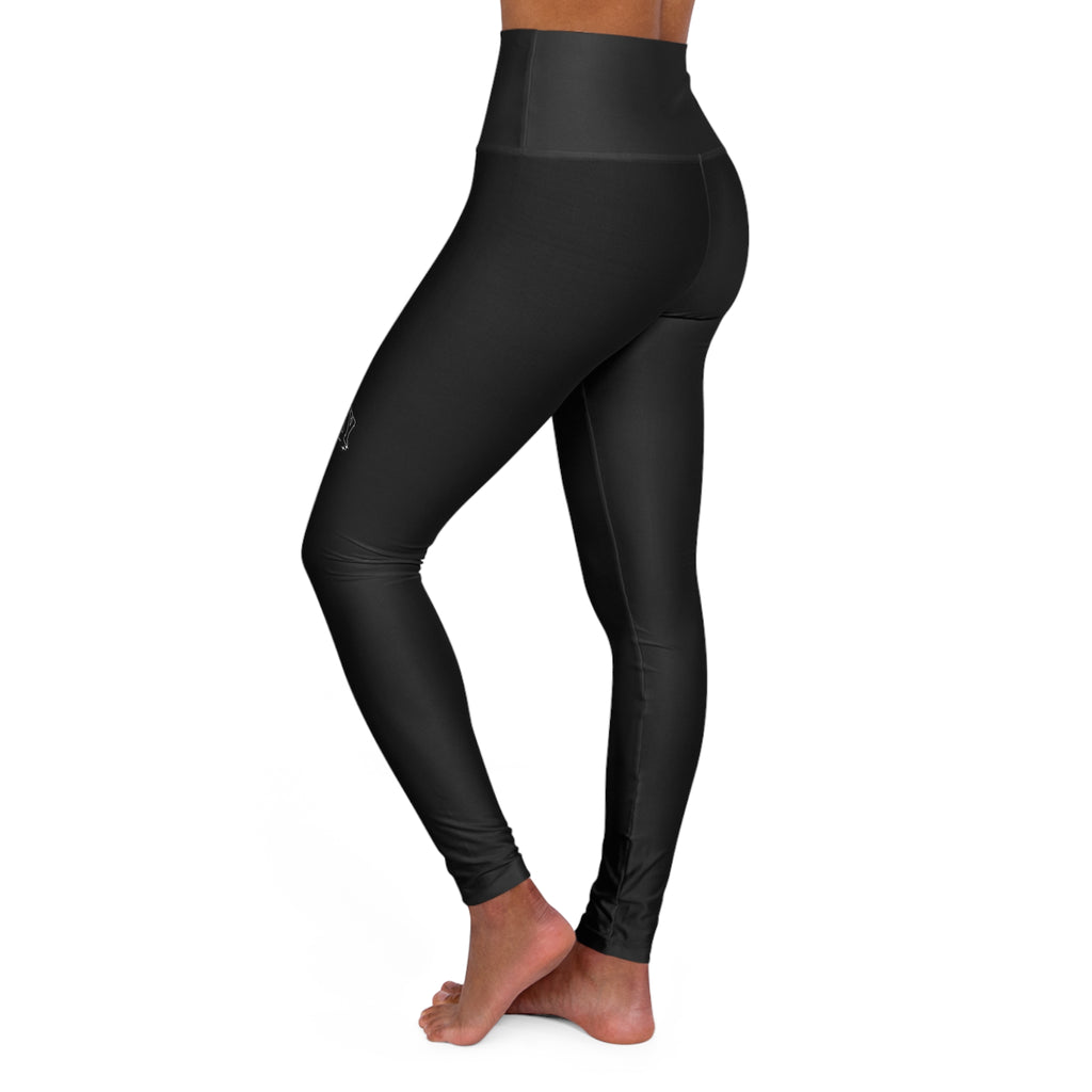 High-Waist Yoga Leggings — Sleek Black AOP Activewear