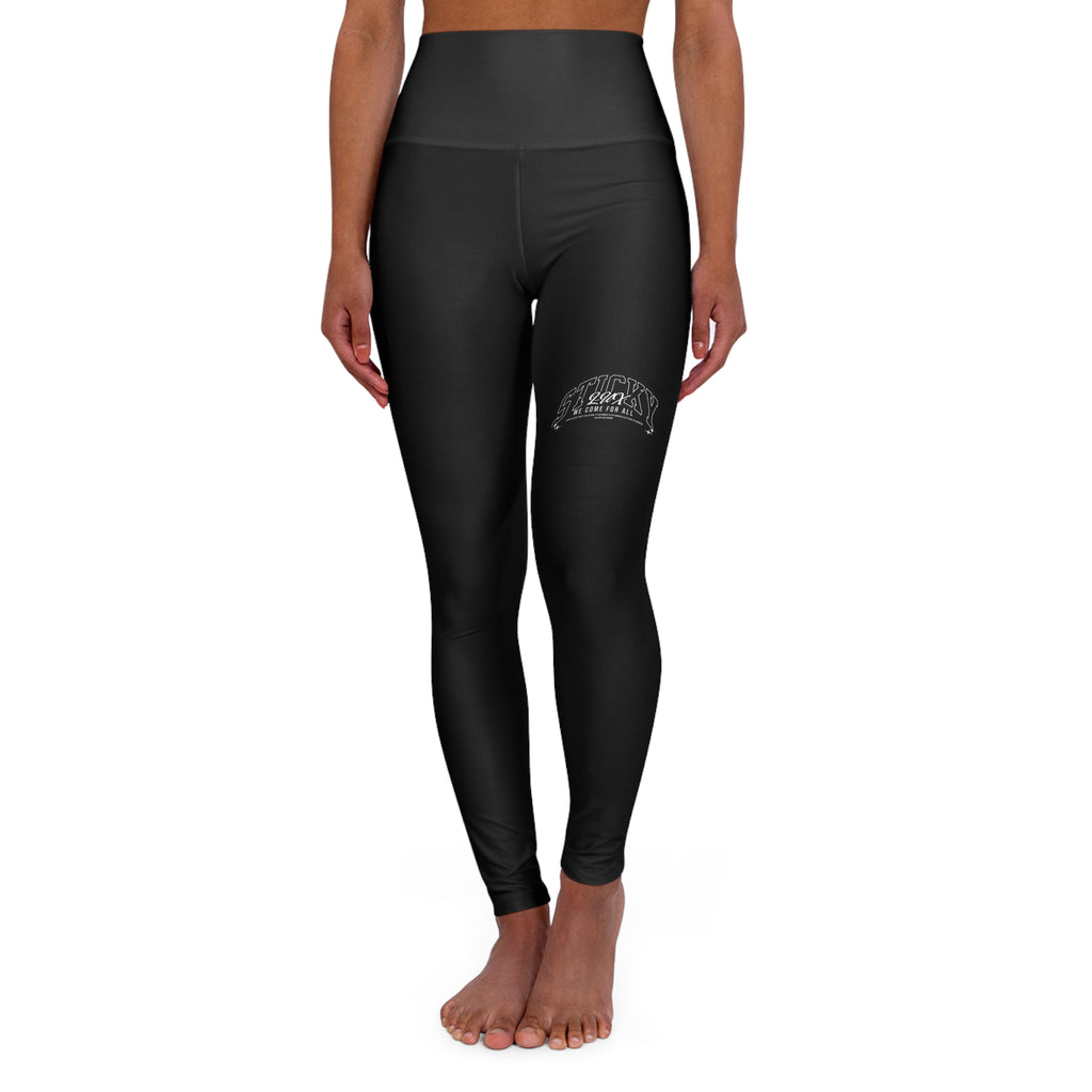 High-Waist Yoga Leggings — Sleek Black AOP Activewear