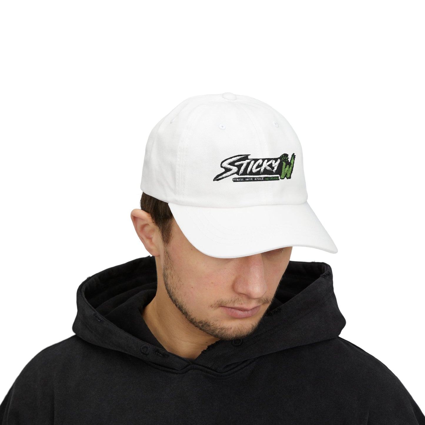 Sticky W Logo Embroidered White Baseball Hat UNISEX