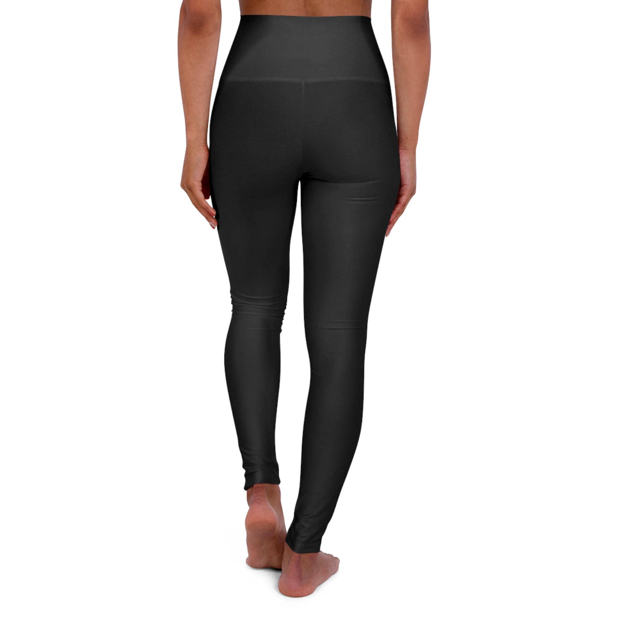 High-Waist Yoga Leggings — Sleek Black AOP Activewear