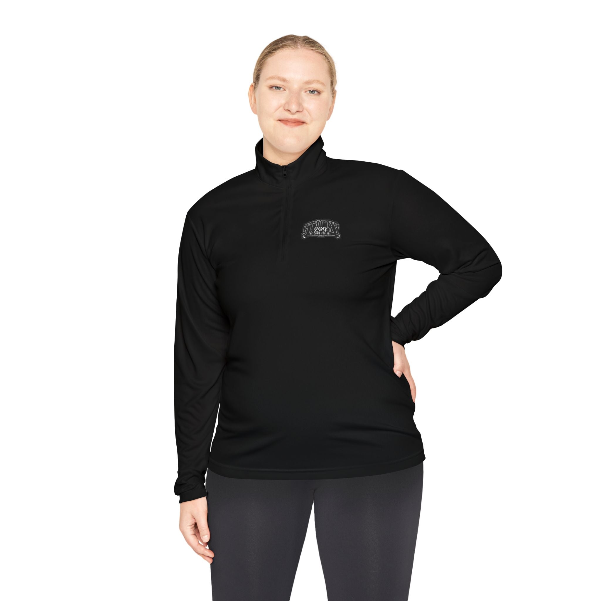 Quarter-Zip Pullover — "Sticky" Logo Athletic Jacket