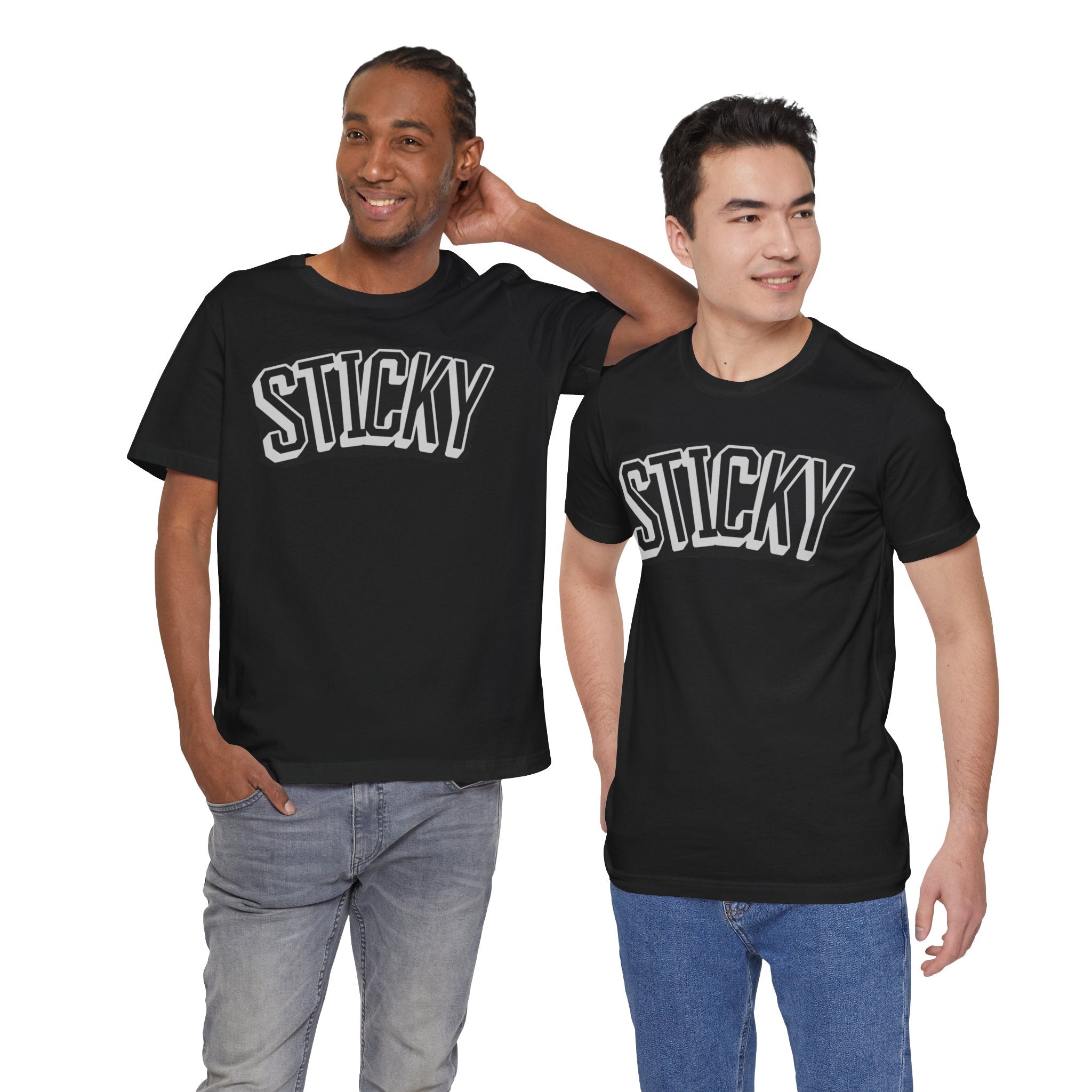 Sticky Graphic Tee — Retro Arch Lettering Short Sleeve Shirt