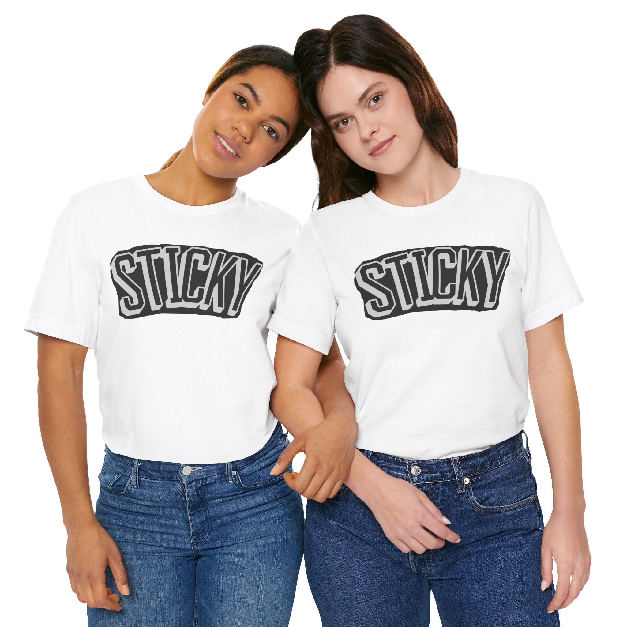 Sticky Graphic Tee — Retro Arch Lettering Short Sleeve Shirt