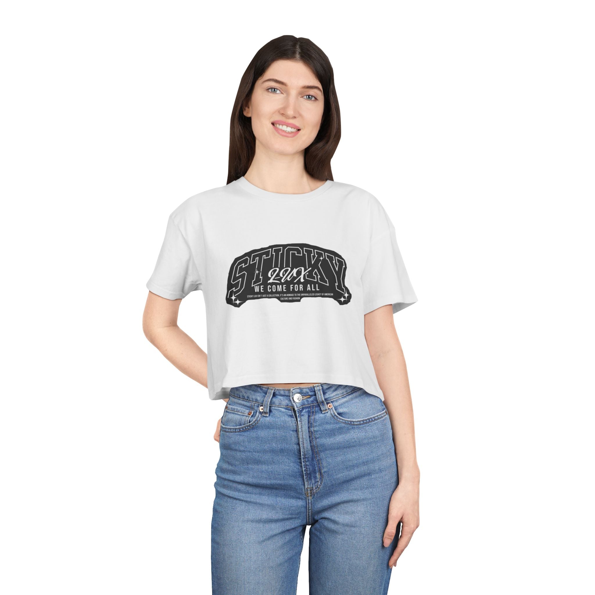 Sticky 2OX We Come For All Crop Tee — Women's Gym-Inspired Fitness Shirt