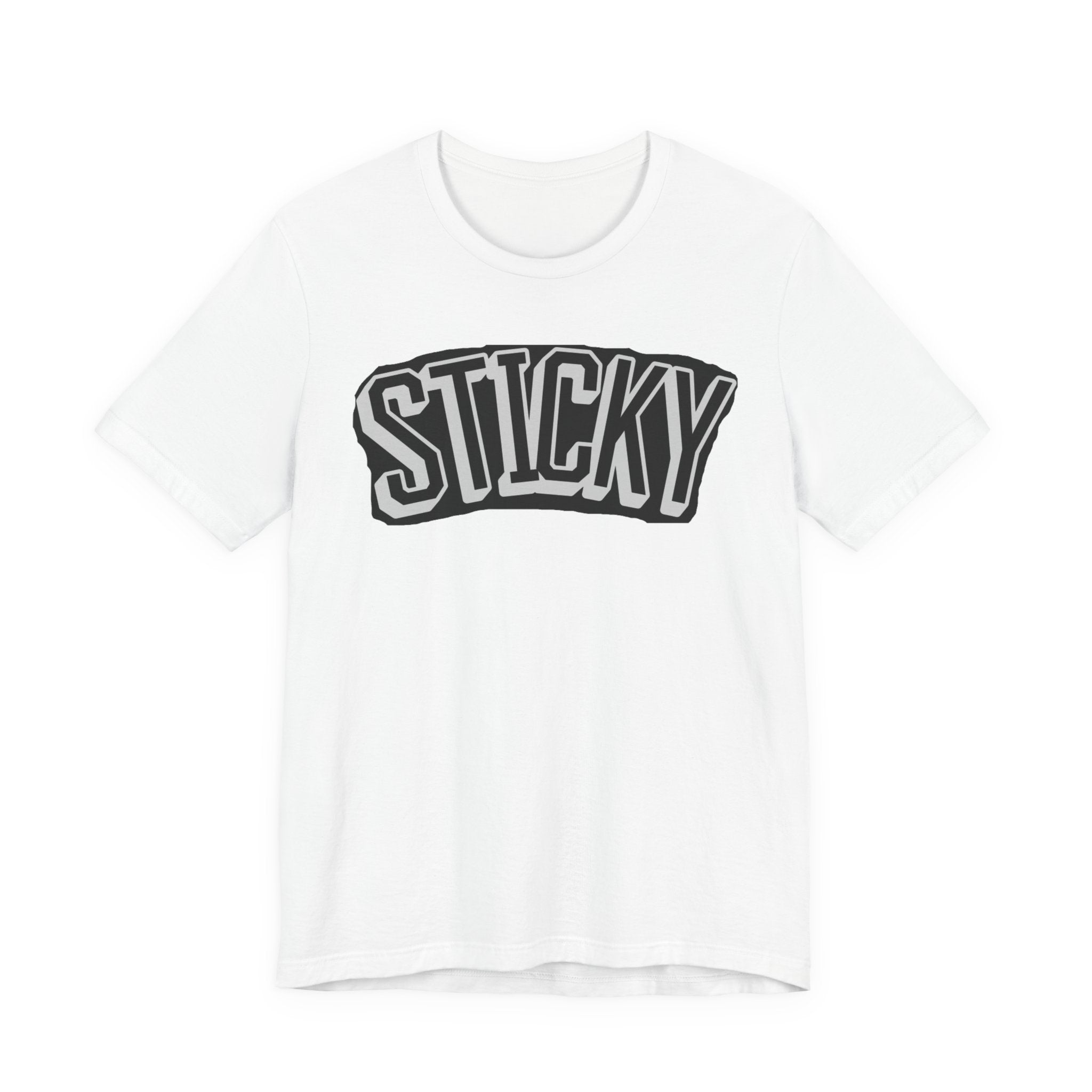 Sticky Graphic Tee — Retro Arch Lettering Short Sleeve Shirt