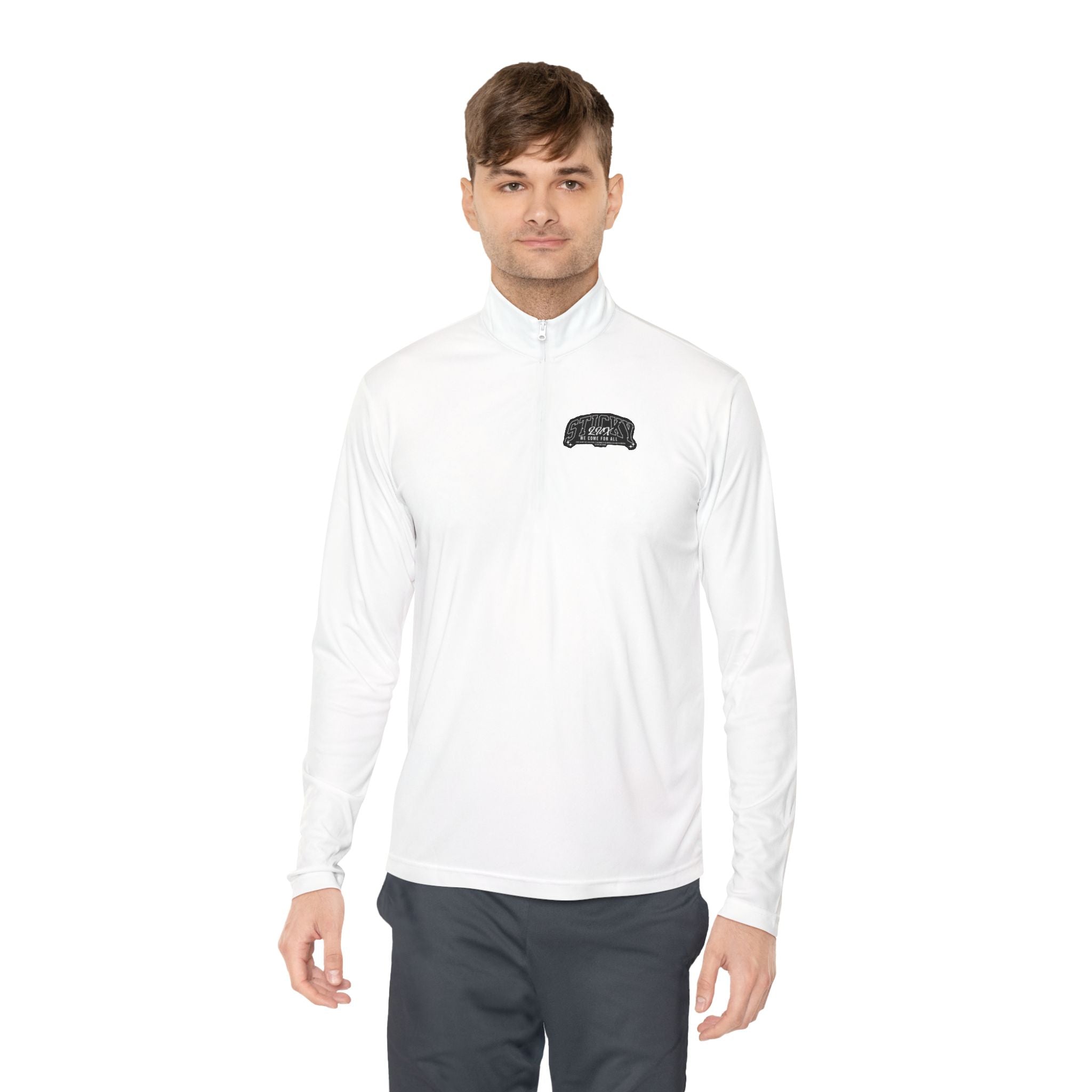 Quarter-Zip Pullover — "Sticky" Logo Athletic Jacket