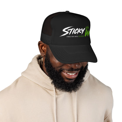 Sticky W Foam Trucker Hat — Athletic Logo Mesh Cap