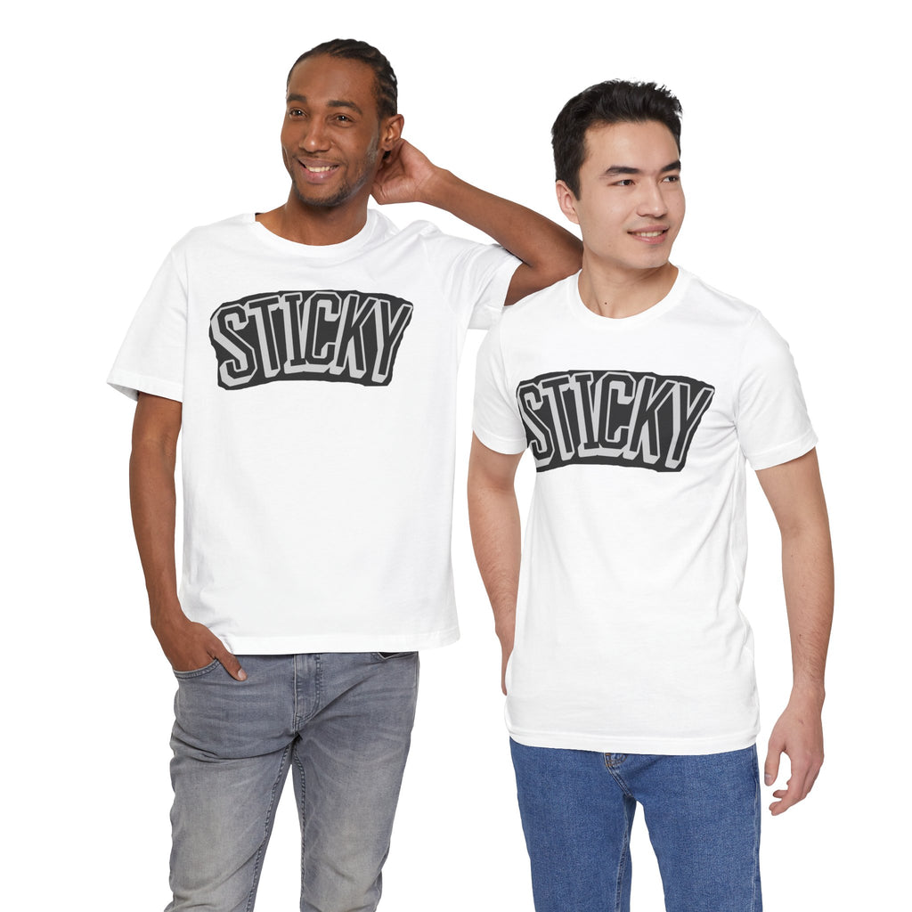 Sticky Graphic Tee — Retro Arch Lettering Short Sleeve Shirt